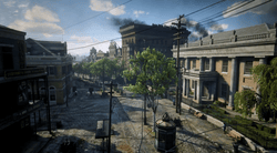 A drone shot of Saint Denis.